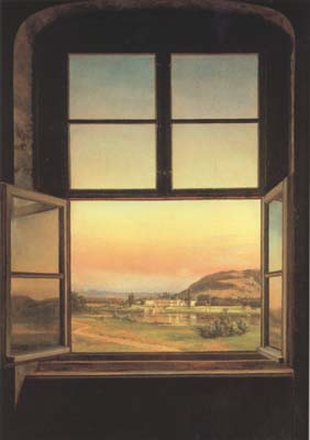 Johan Christian Dahl Window with a view of Pillnitz Castle (mk10)